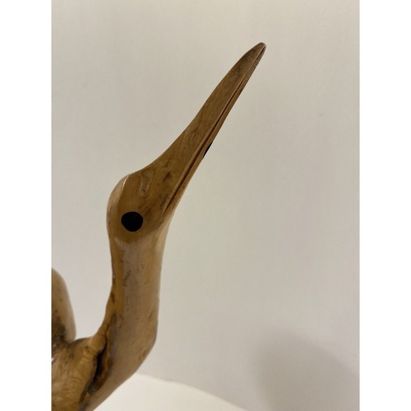 Burl Wood Hand Carved Crane Bird‎ - Picture 3 of 7